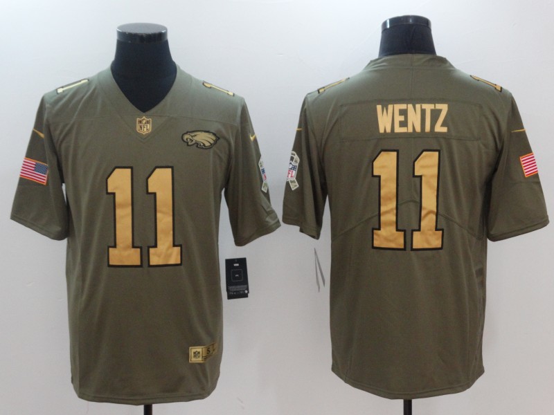 Men Philadelphia Eagles #11 Wentz Gold Anthracite Salute To Service Nike NFL Limited Jersey->youth nfl jersey->Youth Jersey